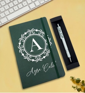 Kişiye Özel Defter & Kalem Hediye Seti (Yeşil)