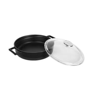 Lava Döküm Çok Amaçlı Yayvan Tencere. Glaze Serisi Çap(Ø)24cm. - Kırmızı (Siyah)