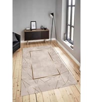 Dijital Baskılı Yıkanabilir Kaymaz Modern Renkli Salon Halısı Mutfak Halısı Yolluk ND-HY-858 (Krem)