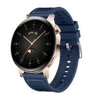 Sneezy Huawei Watch GT 3 Elegant Active 42mm Uyumlu 20mm Dikiş Desenli Dokuma Silikon Kordon (Lacivert)