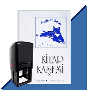 Kişiye Özel  Kara Kedi 4 Tarihli Kitap Kaşesi (Mavi)