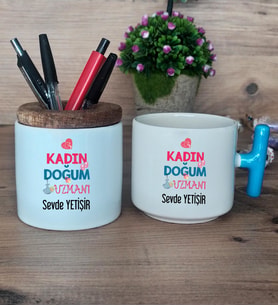 Kadın Doğum Uzmanı Hediye Sepeti Kupa Bardak T Kulplu, Kalemlik Hediyeleri Tıp Bayramı Hediyesi (Model 3)