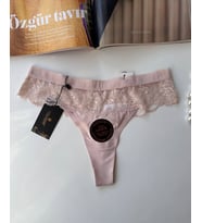 Orijinal Lazer Kesim Üstün Kalite Spandex Invisible Dikişsiz Dantelli Tanga - 2801 (Pudra)