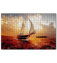 Cakapuzzle Yelkenli Gemi Dalgalı Deniz Bulutlu Gök Görseli  Puzzle Yapboz MDF (Ahşap) (1000 Parça)