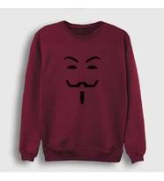 Presmono Unisex Beyaz Mask Film V For Vendetta Sweatshirt 256079tt (Bordo)