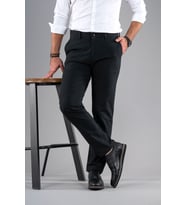 NOTRA KLASİK KESİM KIŞLIK PAMUKLU GABARDİN PANTOLON (Siyah)