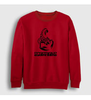 Presmono Unisex Beyaz Logo Scorpions Sweatshirt 109467tt (Kırmızı)