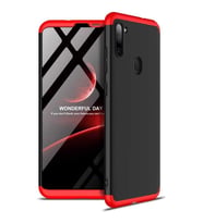 Galaxy M11 Kılıf Kamera Korumalı Ays 360 Tam Koruma Ays Kılıf (Siyah-Kırmızı)