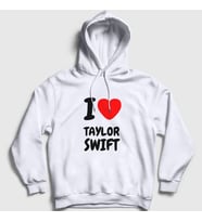 Presmono Unisex Gri I Love Taylor Swift Kapüşonlu Sweatshirt 311360tt (Beyaz)