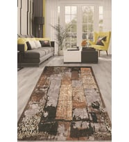 Dijital Kaymaz Taban Yıkanabilir Modern Renkli Salon Halısı Mutfak Halısı Yolluk ND-HT-193 (Kahverengi)