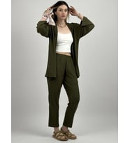 Kadın Pantolonlu Alt Üst İkili Kimono Takım Rahat Kalıp (Yeşil)