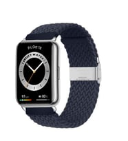 Sneezy Huawei Watch Fit 2 İle Uyumlu Metal Klips Solo Fiberlink Örgü Kordon (Lacivert)