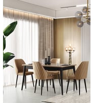 Mercan MDF Salon Yemek Masa Sandalye Takımı 90x145 (Ceviz)