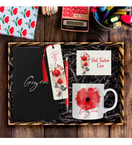 eJOYA Öğretmenlere Özel Tasarım Defter & Kalem & Kupa & Akrilik Kitap Ayracı Hediye Kutusu 114391 (Siyah)