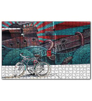 Cakapuzzle Duvar Boyama ve Önünde Bisikletler  Puzzle Yapboz MDF (Ahşap) (1000 Parça)