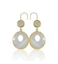 Kadir Jewellery 22 Ayar Altın Kaplama Kadın Taşlı Küpe -El İşçiliği Ve Hipoalerjenik Küpe (Beyaz)
