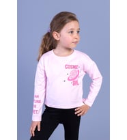 Toontoy Kız Çocuk Baskılı Tişört (Açık Pembe)
