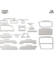 Meriç® Citroen Xantia 2 Ön Torpido Kaplama Maun 18 Parça 1998-2006 (Alüminyum)