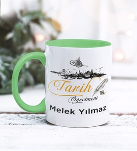 Tarih Öğretmeni Tasarımlı Kişiye Özel Kupa Bardak (Yeşil)
