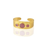 Kadir Jewellery 22 Ayar Altın Kaplama El İşçiliği Zirkon Taşlı Kadın Kelepçe Bilezik (Pembe)