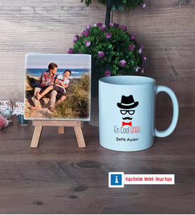 En Cool Baba Fotoğraflı Dekoratif Taş, Kupa Bardak Beyaz Hediye Babaya Hediye (Model 1)