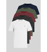 Unisex Tişört Çok Renkli Standart Kesim Bisiklet Yaka %100 Pamuk 5'li Tişört Paketi (Çok Renkli)