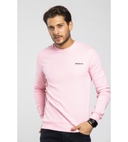 Süperlife Bisiklet Yaka Uzun Kollu Dar Kalıp İnce  Erkek Sweatshirt SPR2019K18 (Pink)