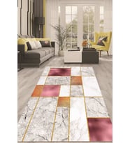 Dijital Kaymaz Taban Yıkanabilir Modern Renkli Salon Halısı Mutfak Halısı Yolluk ND-HT-1252 (Pembe)