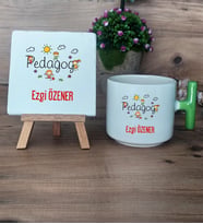 Pedagog Hediye Seti Kupa Bardak T Kulplu ve Dekoratif Taş Pedagoga Hediye Tıp Bayramı Hediyesi (Model 8)