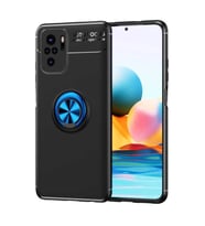 Xiaomi Redmi Note 10 Kılıf Zore Ravel Yüzüklü Silikon Kılıf (Siyah-Mavi)