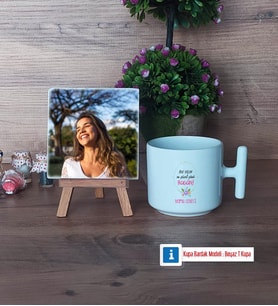 Doğum Günü Hediyesi Fotoğraflı Dekoratif Taş, Kupa Bardak Beyaz Hediye (Model 12)