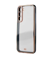 Samsung Galaxy S21 FE Kılıf Köşeli Gold Şeffaf Kapak (Yeşil)