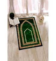 EVDEYA Dijital Baskılı Kaymaz Taban Yıkanabilir Modern Namazlık Seccade 70x130, SECCADE-21-GOLD, (Yeşil)