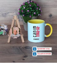 Dedeye Hediye Kupa Bardak Beyaz ve Fotoğraflı Ahşap Anahtarlık Hediye (Model 7)