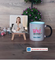 Türkçe Öğretmeni Fotoğraflı Dekoratif Taş, Kupa Bardak Beyaz Hediye (Model 9)