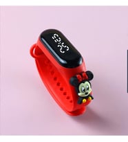 Disney Kahramanları Figürlü Dijital Dokunmatik Led Çocuk Genç Kol Saati (Kırmızı)