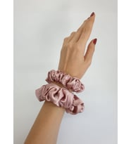 MelKady 131 - Saten Scrunchie Saç Lastiği Seti (Pudra)