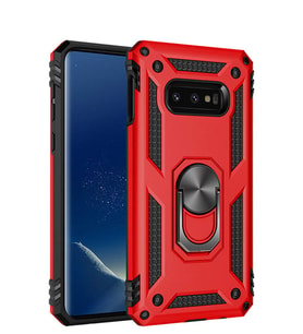 Microsonic Samsung Galaxy S10e Kılıf Military Ring Holder (Kırmızı)