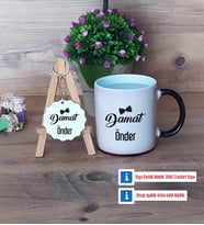 Damat Kupa Bardak Kırmızı ve Ahşap Anahtarlık Hediye (Model 8)