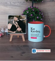 Kız Kardeş Fotoğraflı Dekoratif Taş, Kupa Bardak Beyaz Hediye (Model 13)