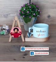Psikiyatrist Kupa Bardak Beyaz ve Fotoğraflı Ahşap Anahtarlık Hediye (Model 8)