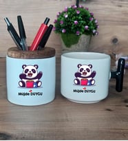 Sevimli Panda Hediye Sepeti Kupa Bardak T Kulplu, Kalemlik Hediyeleri Arkadaşa Sevgiliye Hediye (Model 6)