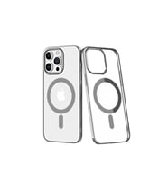 Uyumlu Model Apple iPhone 13 Pro Kılıf Magsafe Sararmaz Şeffaf Mika Kapak (Gümüş)