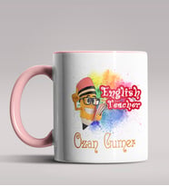 Kişiye Özel İngilizce Öğretmeni Tasarımlı Siyah Renk Kupa Bardak2 (Pembe)