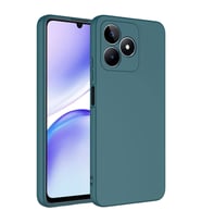 Realme C53 Kılıf Kamera Korumalı iÇi Süet Dokulu Lansman Tipi Silikon (Koyu Yeşil)