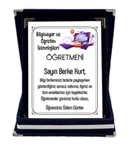 Bilgisayar ve Öğretim Teknolojileri Öğretmenine Hediye İsim Baskılı Plaket - Öğretmenler Günü Hediyesi (Lacivert)