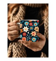 Çiçek Modellerinde 3 Boyutlu Tasarım Seramik Kupa Mug - Hediyelik Kupa Bardak (06)