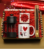 Kupa Bardak & Filtre Kahve ve Çay Demliği French Press & Dekoratif Mum & Tütsü Tabağı & Tütsü Hediye Seti (Beyaz)