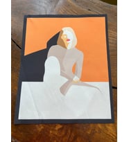 GÖLGELİ KADIN ARMA DİKİŞ APLİKE 24X20 CM (Turuncu)