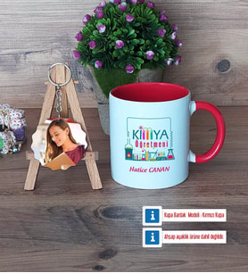 Kimya Öğretmeni Kupa Bardak Beyaz ve Fotoğraflı Ahşap Anahtarlık Hediye Öğretmenler Günü Hediyesi (Model 2)
